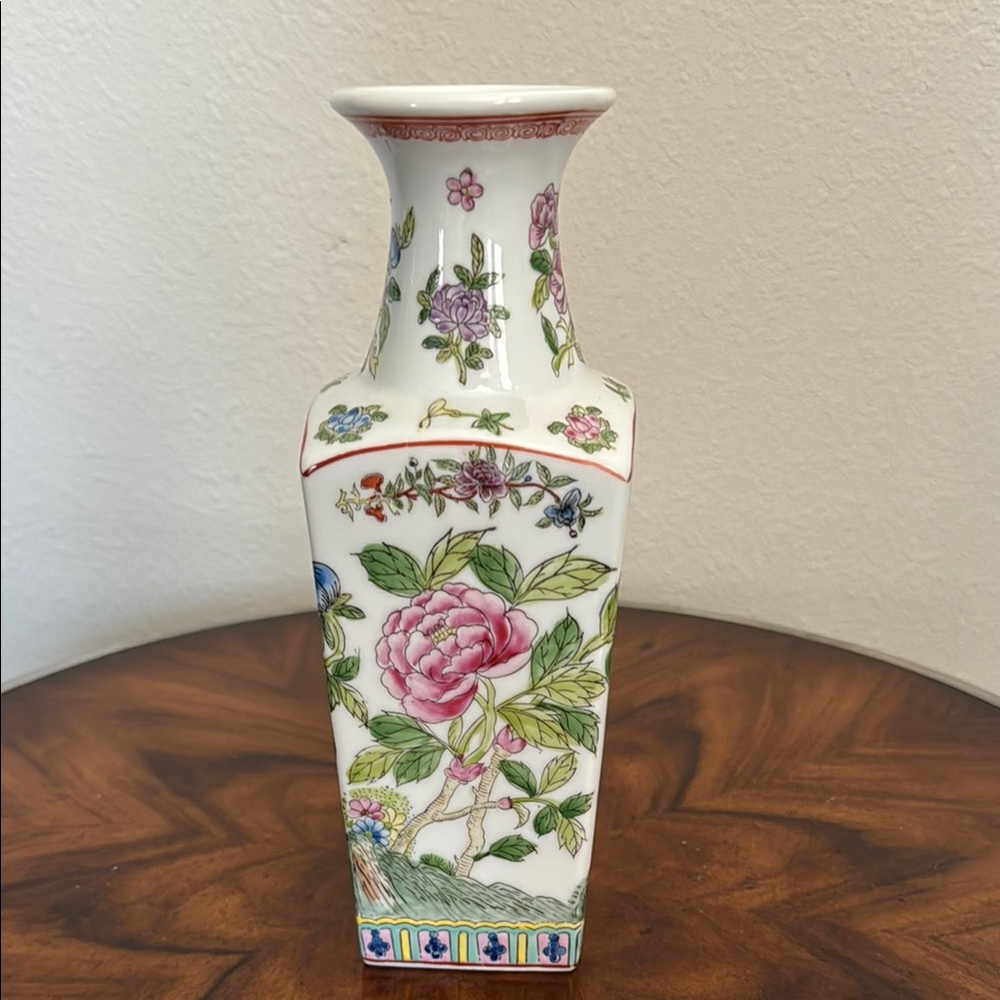 Vintage Made in Macu 10 Inch Floral Porcelain Vase